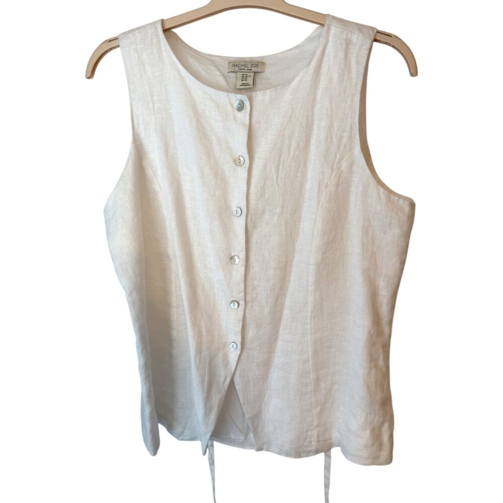 Rachel Zoe 100% Linen Button-Down Tank – Size XL